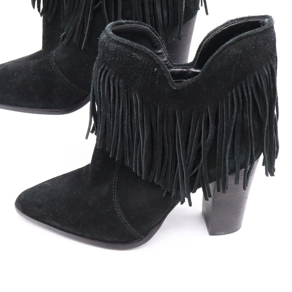 Antonio Melani Felixxe Real Suede Leather Heel Fringe Booties Size 8.5 Boots - Picture 2 of 10